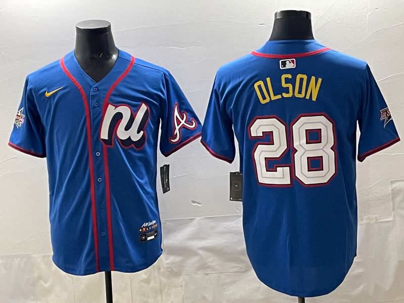 Men 2025 Atlanta Braves #28 Olson Blue All star Nike MLB Jersey style 04
